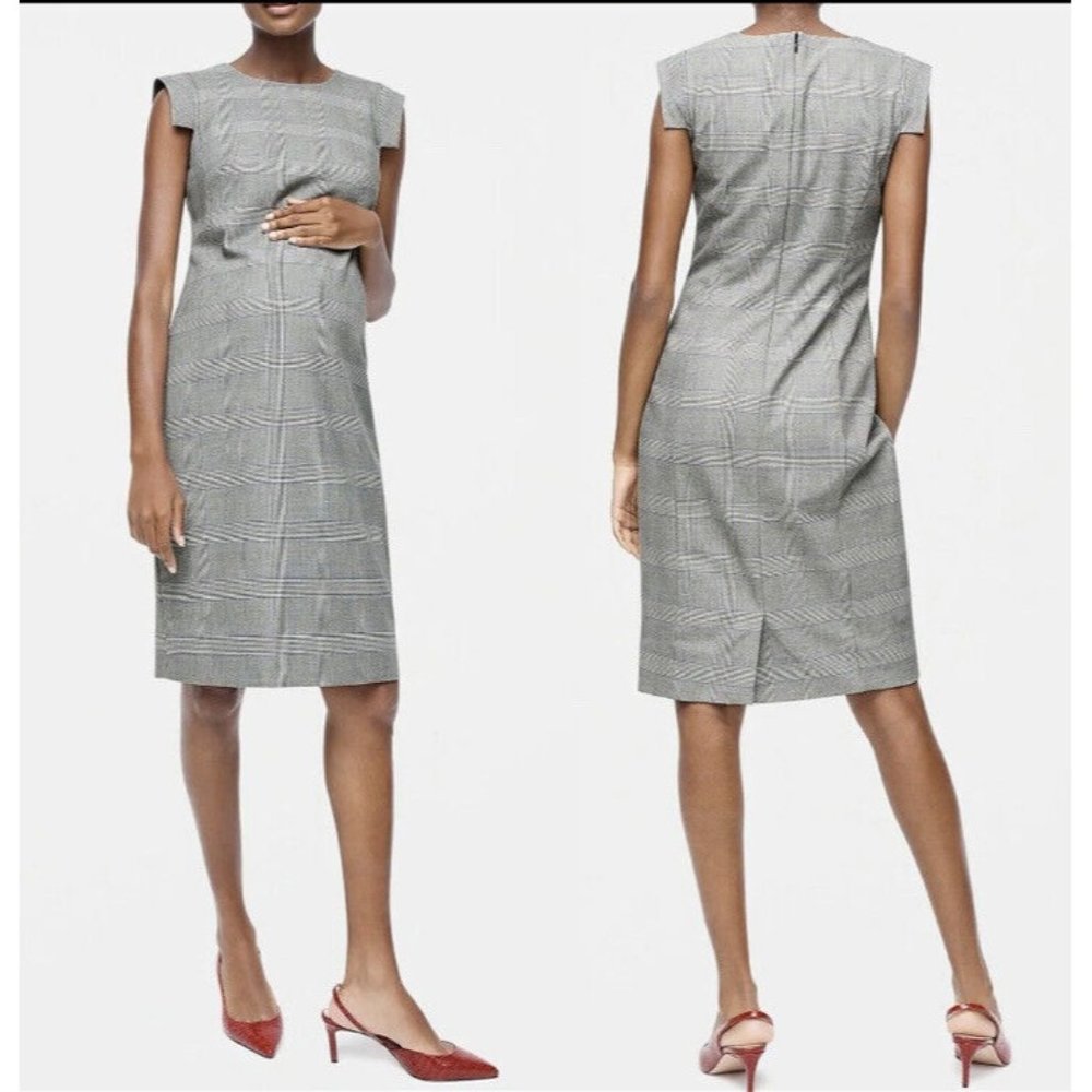 HATCH X J Crew NWOT $228 Maternity Resume Dress in Glen Plaid XS Small 0 Gray